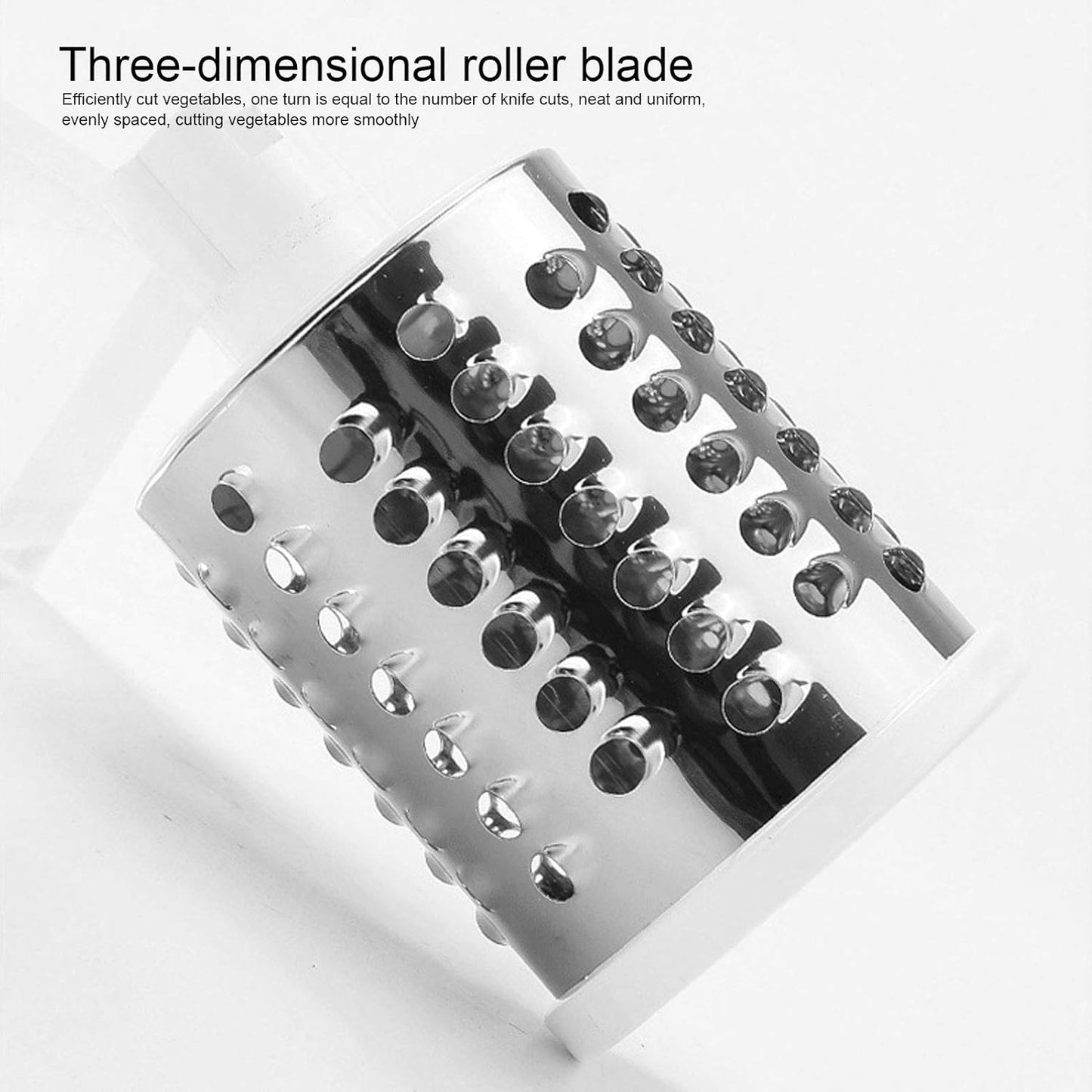 Rallador rotativo de queso 3 en 1, triturador de mandolina, cortador de verduras con 3 cuchillas intercambiables de acero inoxidable (rojo)