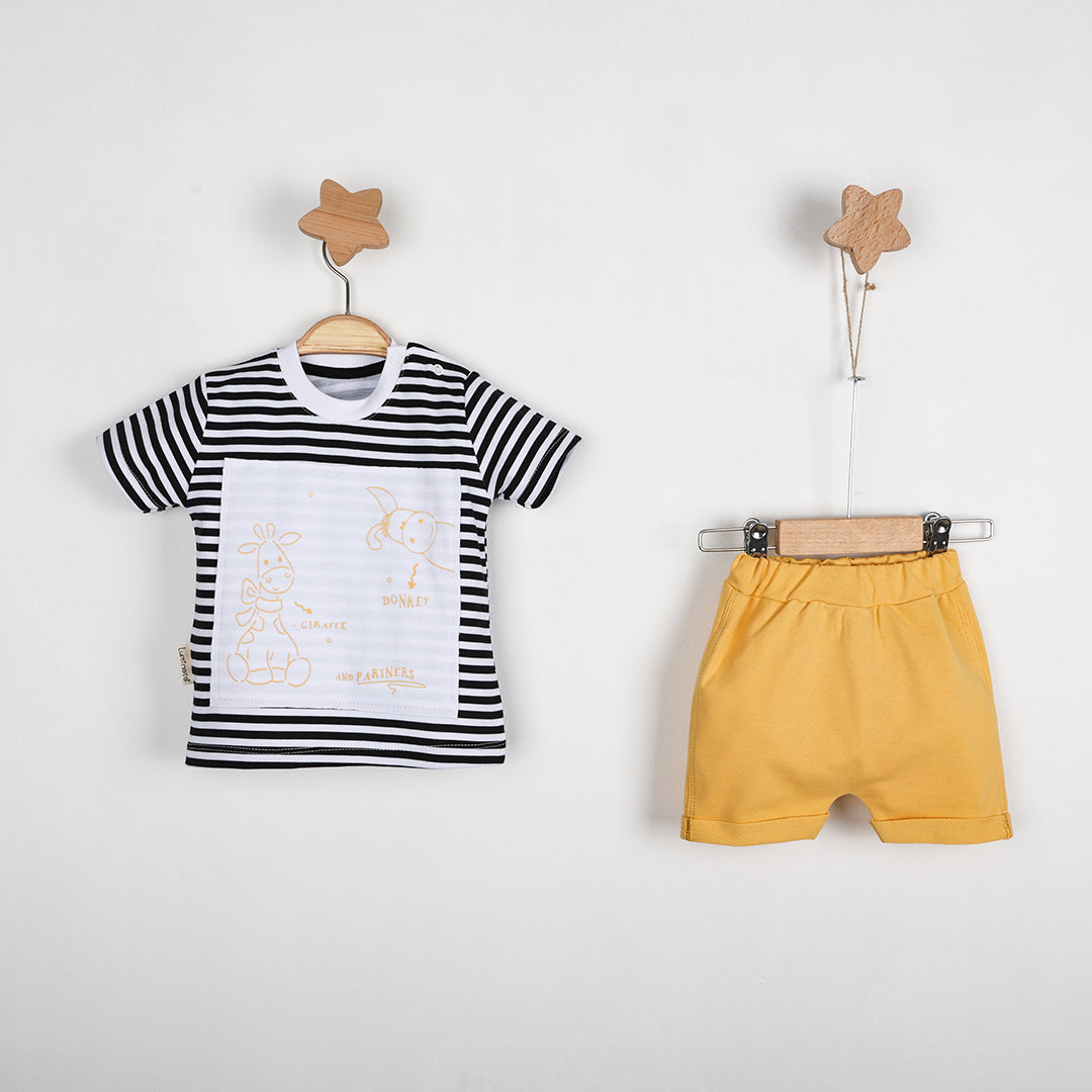 Giraffe Baby Casual Shorts Set-0