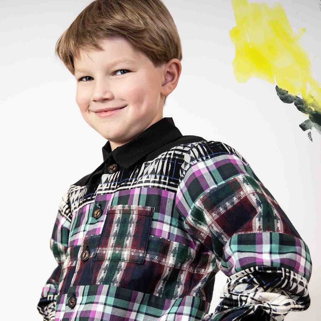 Mixed Tartan Plaid Shirt-1