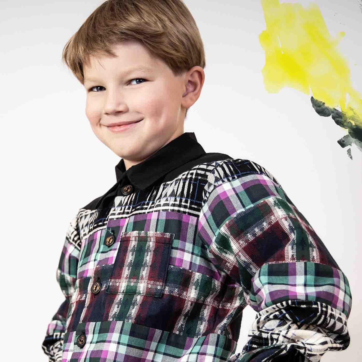 Mixed Tartan Plaid Shirt-1