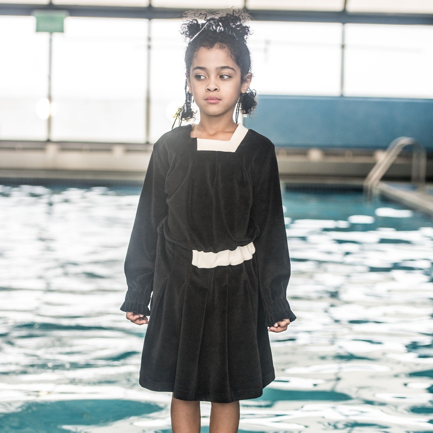 Black Velvet Dress for Girls-1