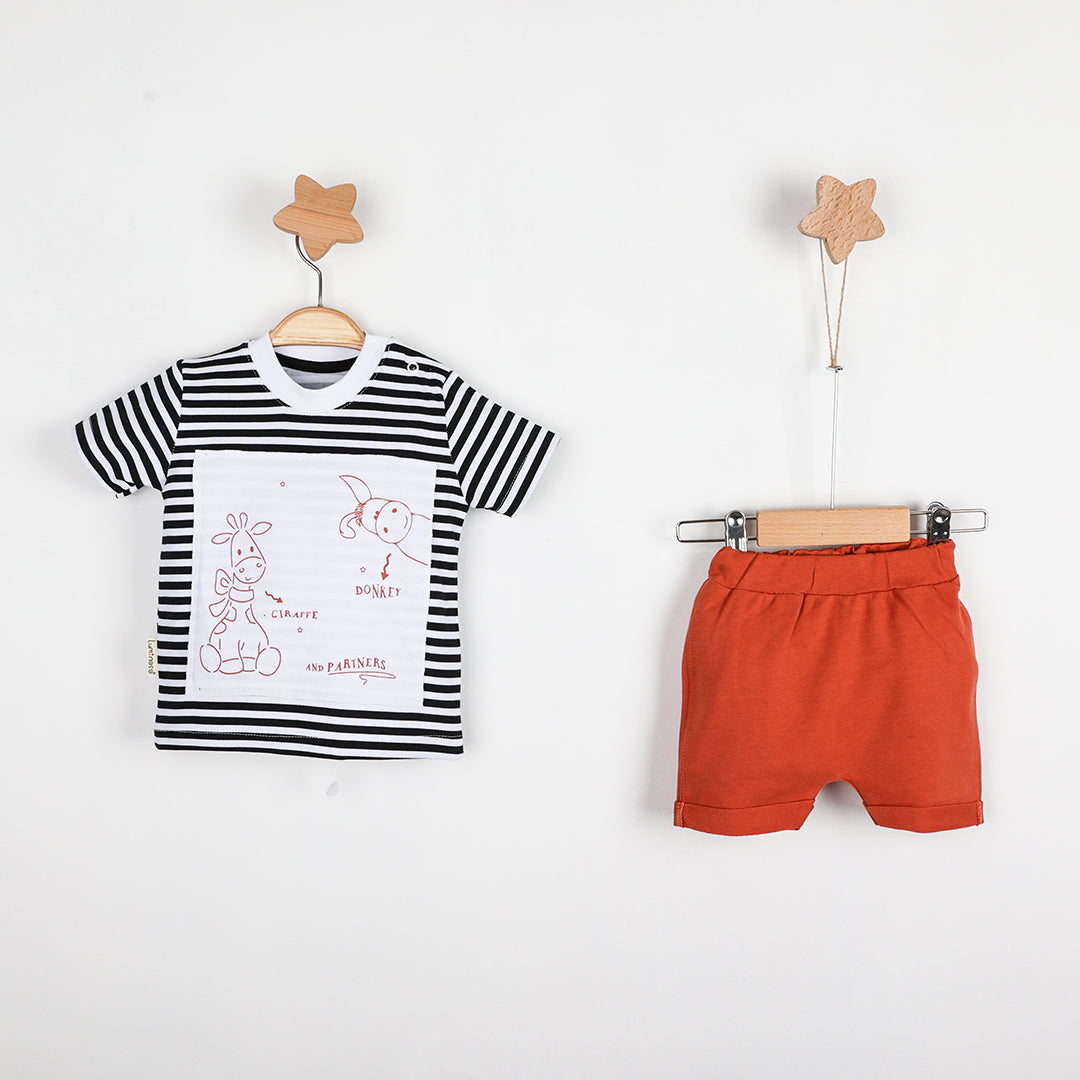 Giraffe Baby Casual Shorts Set-1