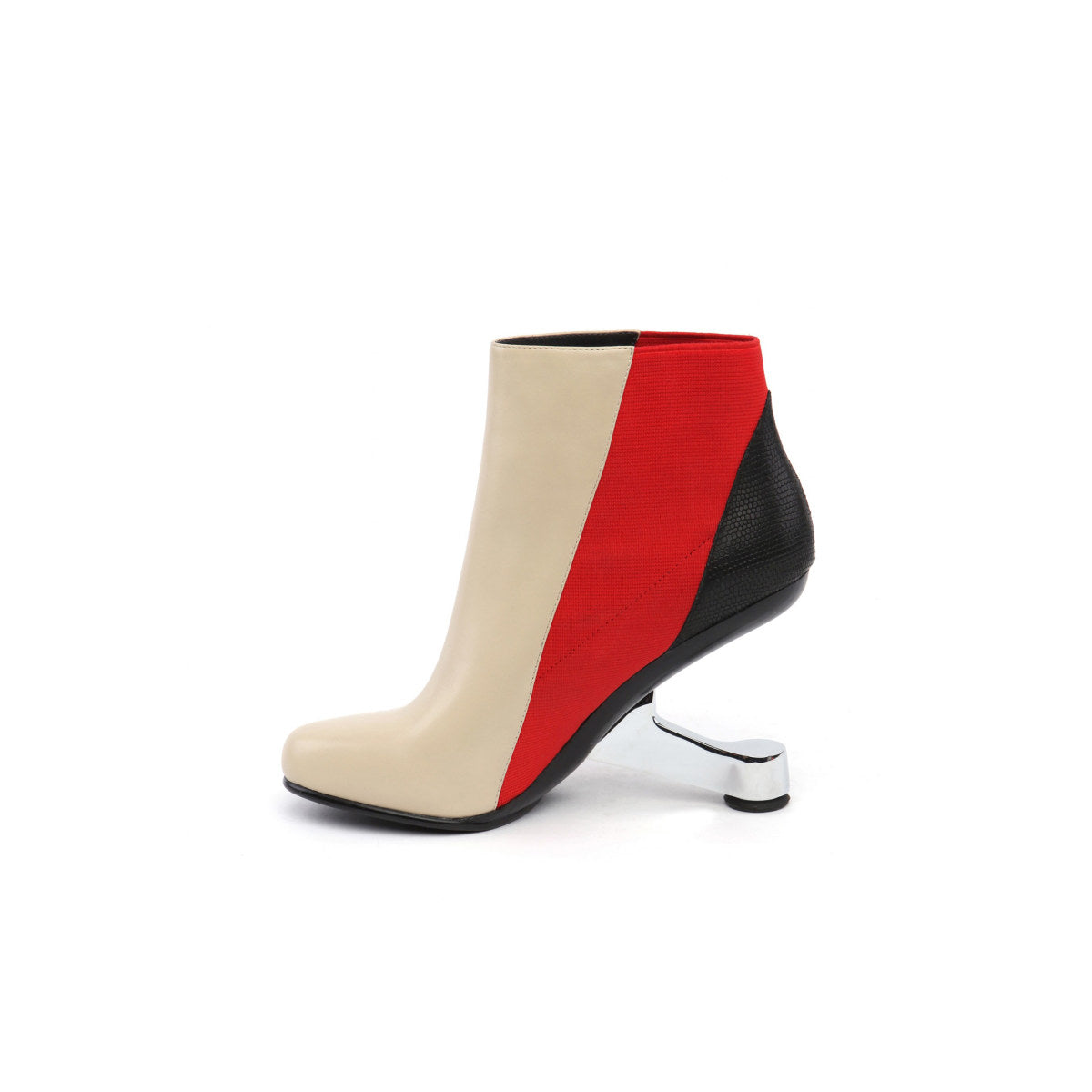 Color Block Leather Ankle Boots-3