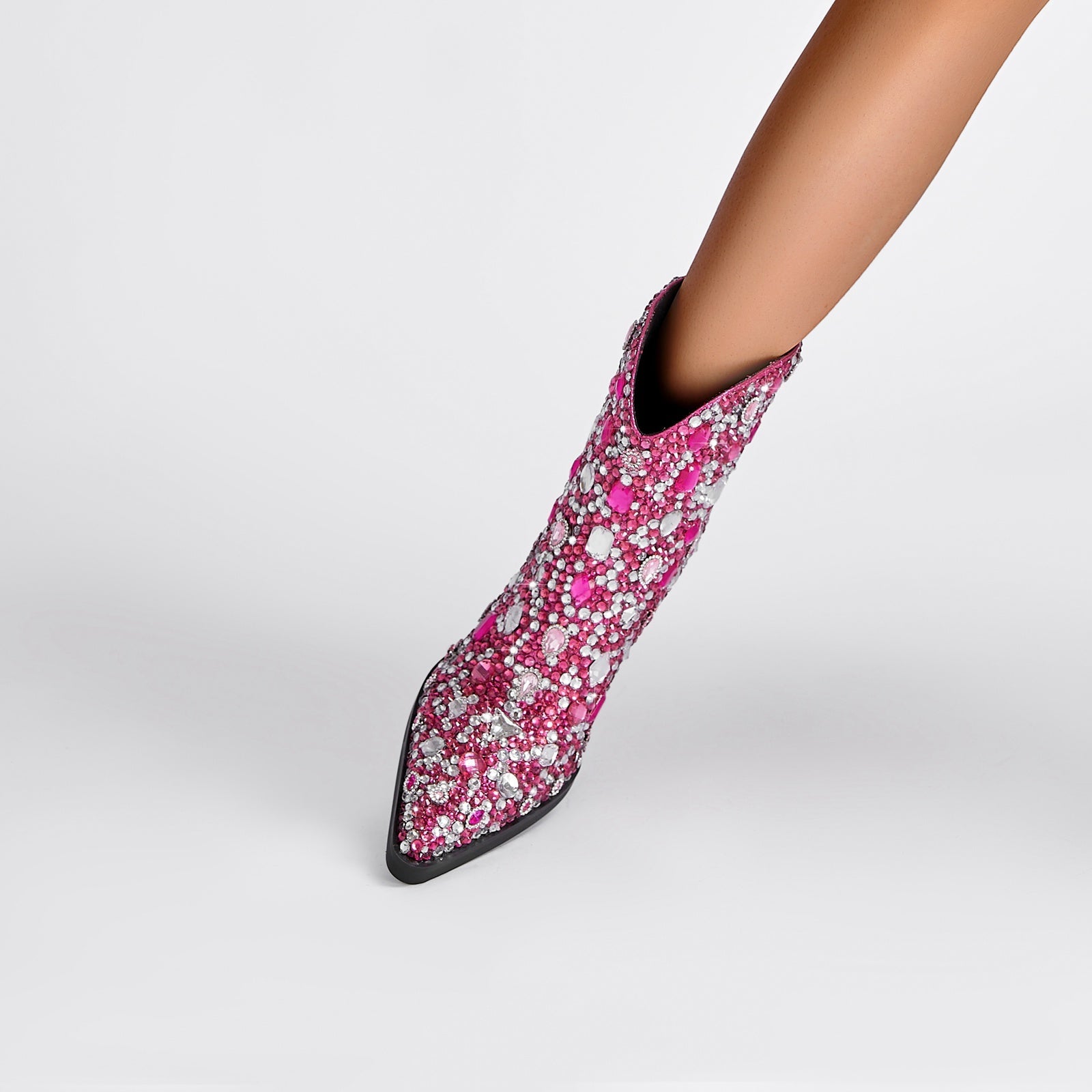 Country Princess Pink Embellished Ankle Boots-1