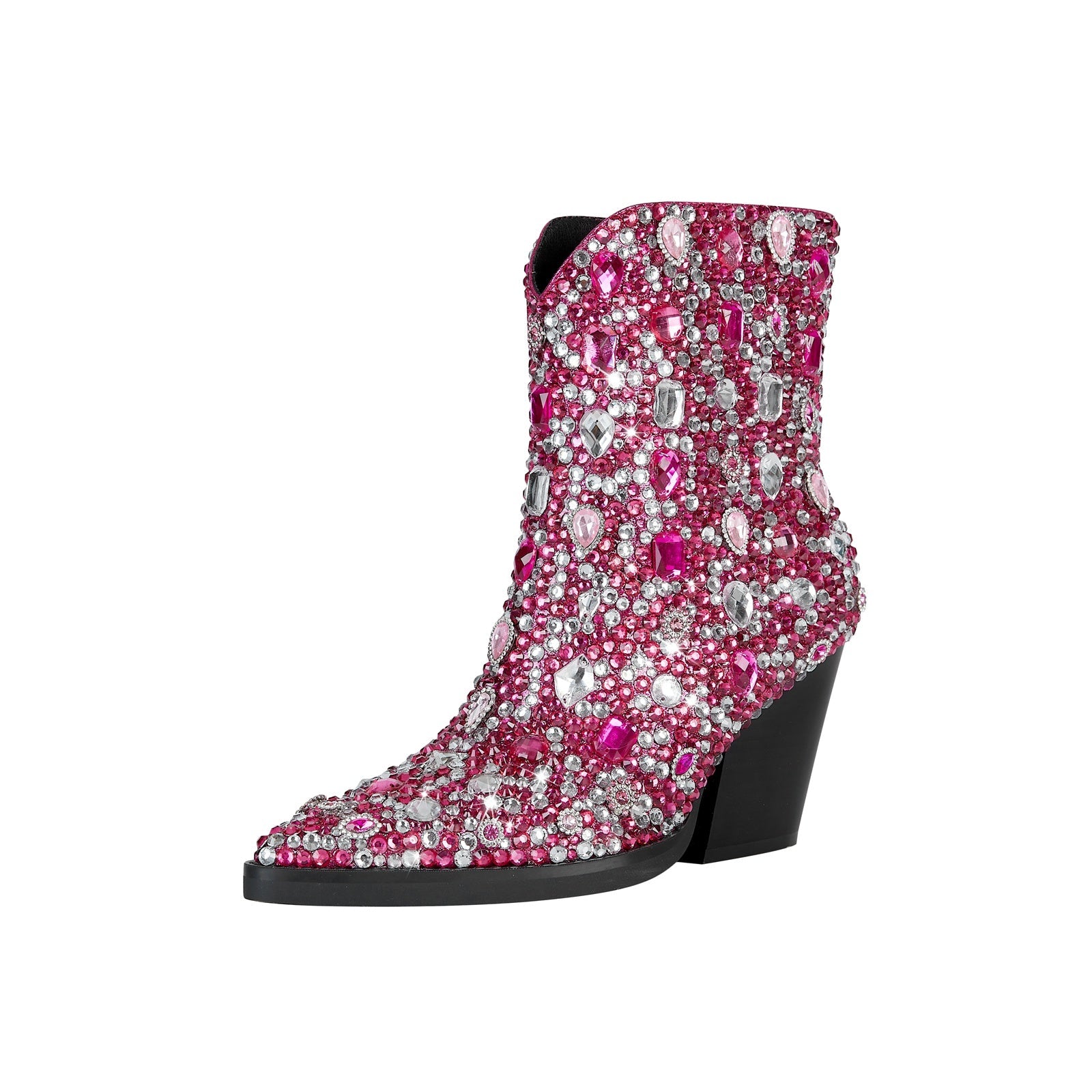 Country Princess Pink Embellished Ankle Boots-2