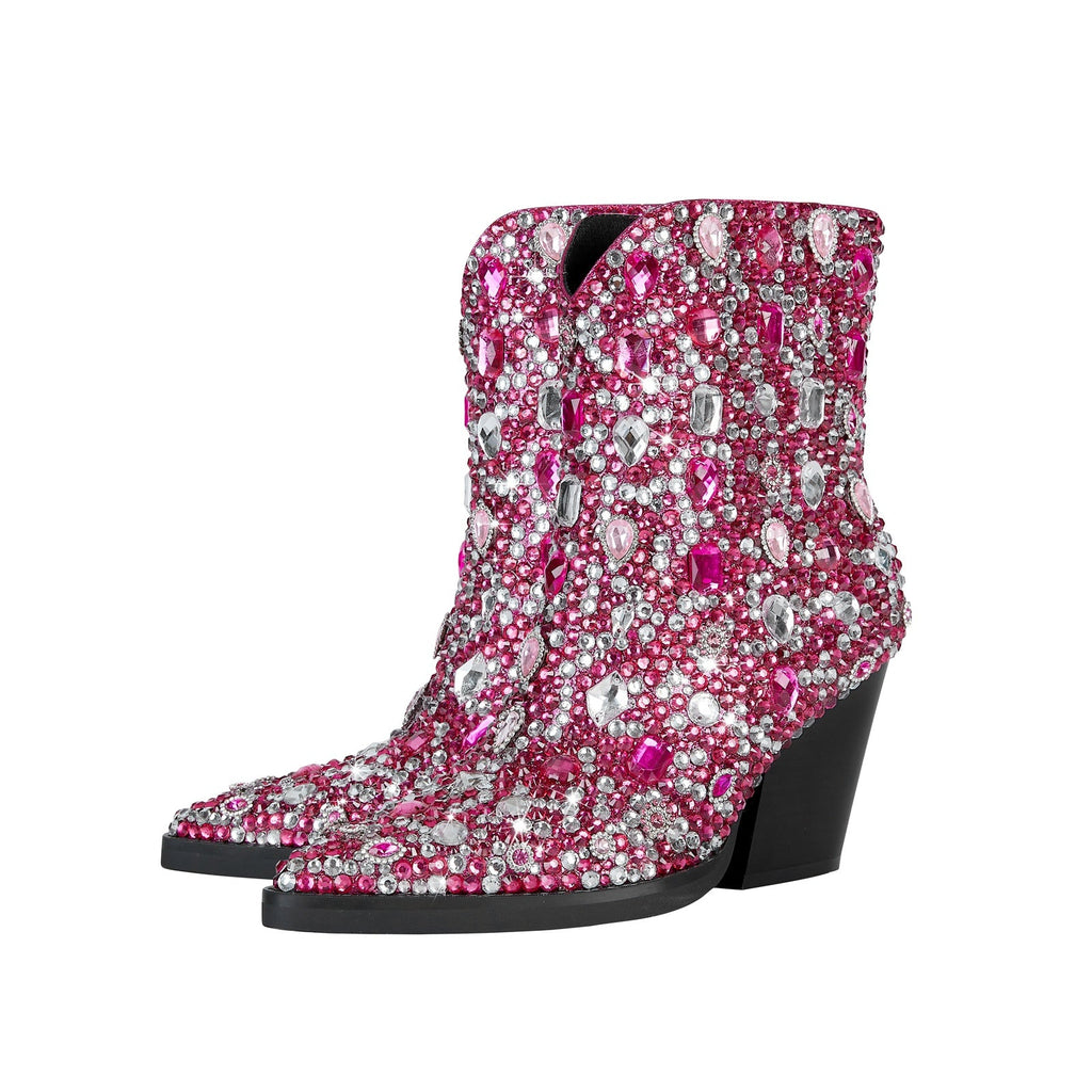 Country Princess Pink Embellished Ankle Boots-3